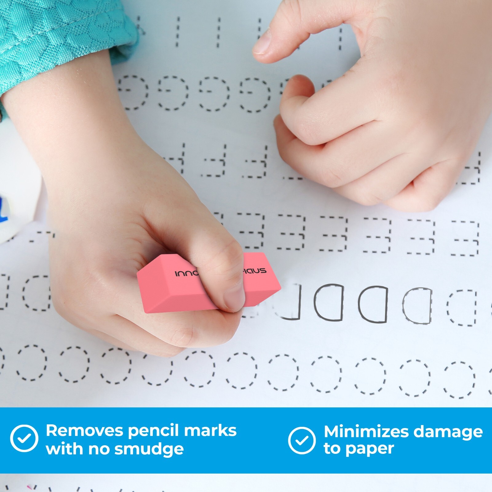 Pink Erasers Bulk - Latex Free - Smudge Resistant - Large Pink Eraser - Big Size