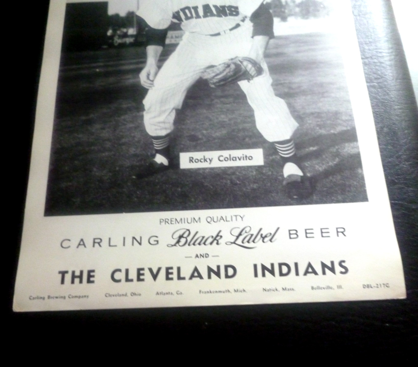 1958 ROCKY COLAVITO -CARLING BLACK LABEL BEER 12"x9" PHOTO / EXTREMELY RARE- EX+