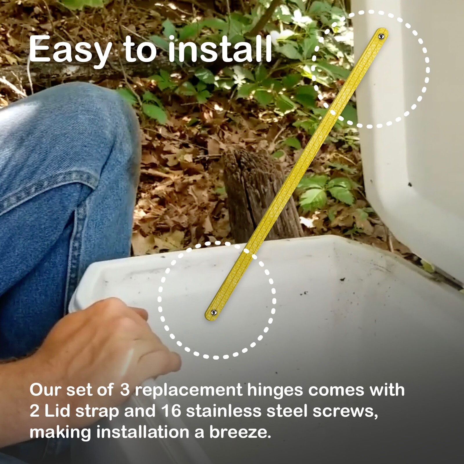 Coleman Cooler Replacement Hinges (2 or 3) & Lid Straps - Repurposed Fire Hose