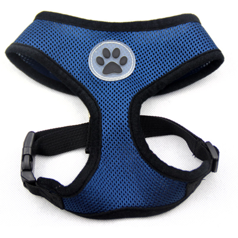 Dog Mesh Harness No Pull Adjustable Soft Breathable Mesh Paw Design XS S M L