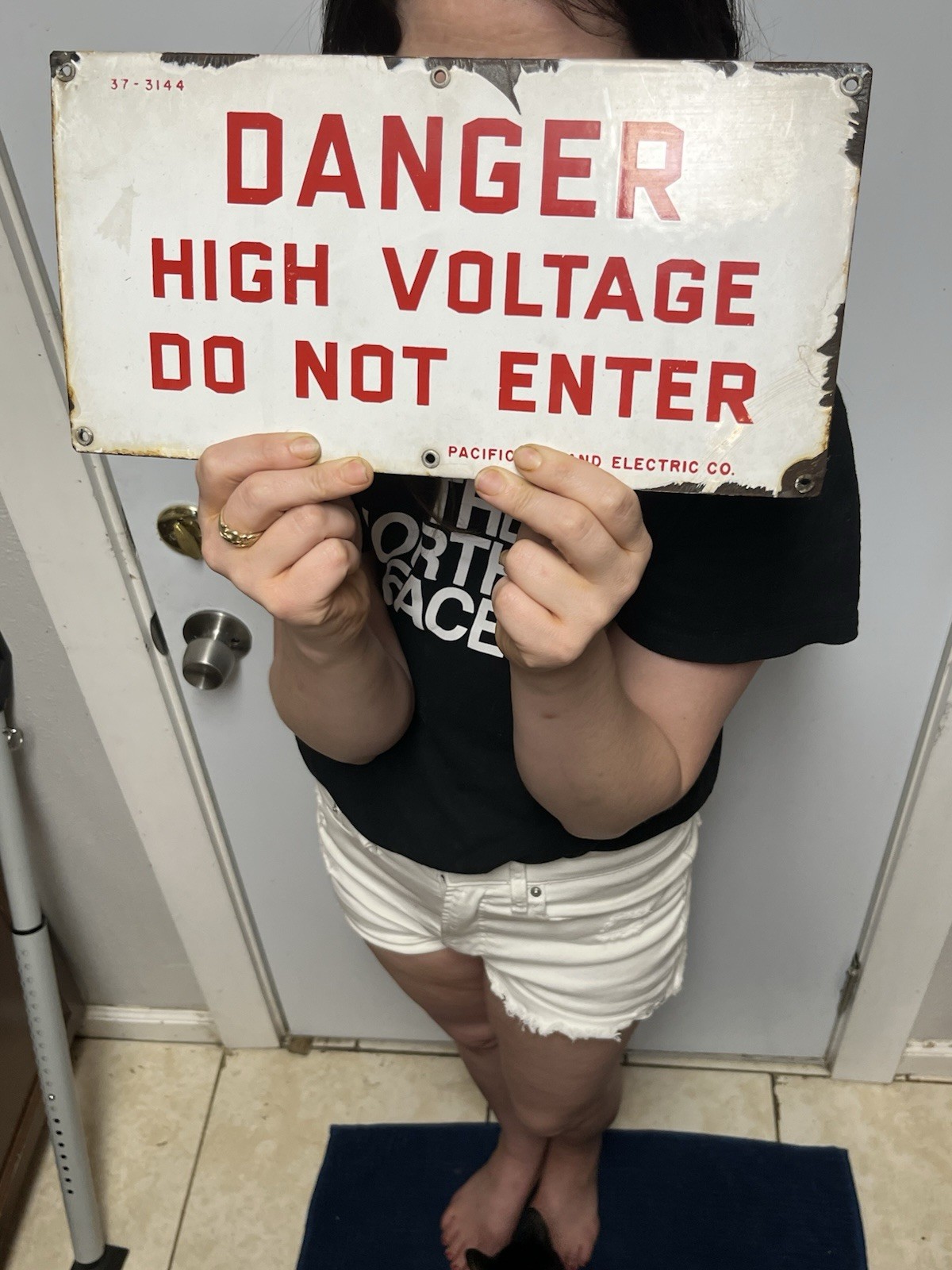 DANGER High Voltage Porcelain Enameled Sign -PG&E California