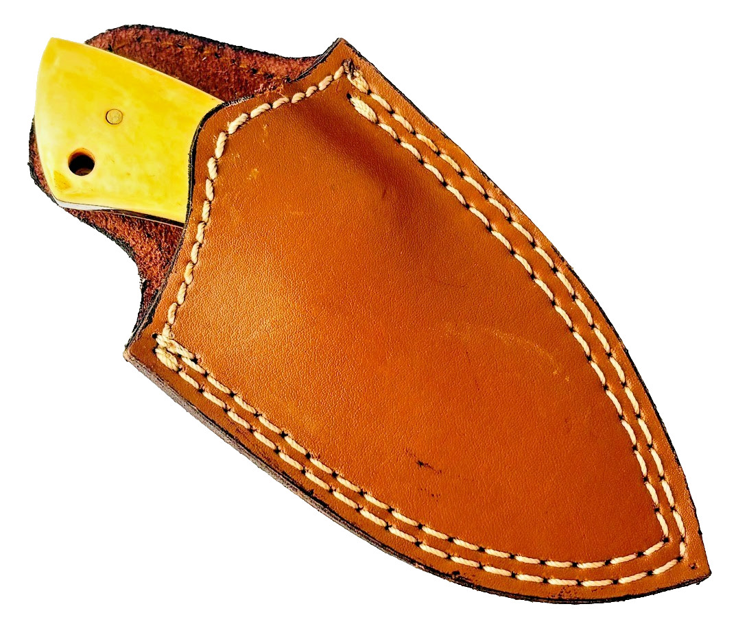 Small Skinning Knife Mirror Finished Blade 6" Fixed Blade Knife & Leather Sheath