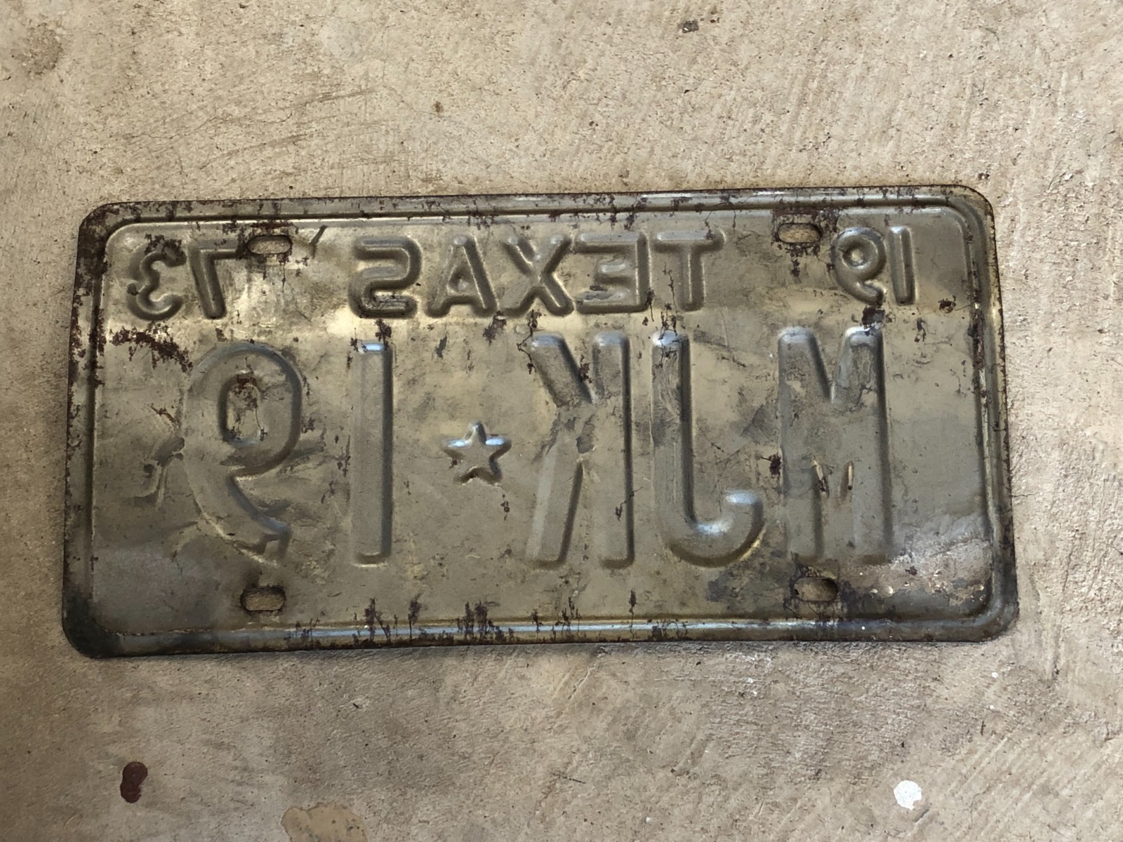1973 Texas License Plate MJK-19 Vintage Automobile Memorabilia