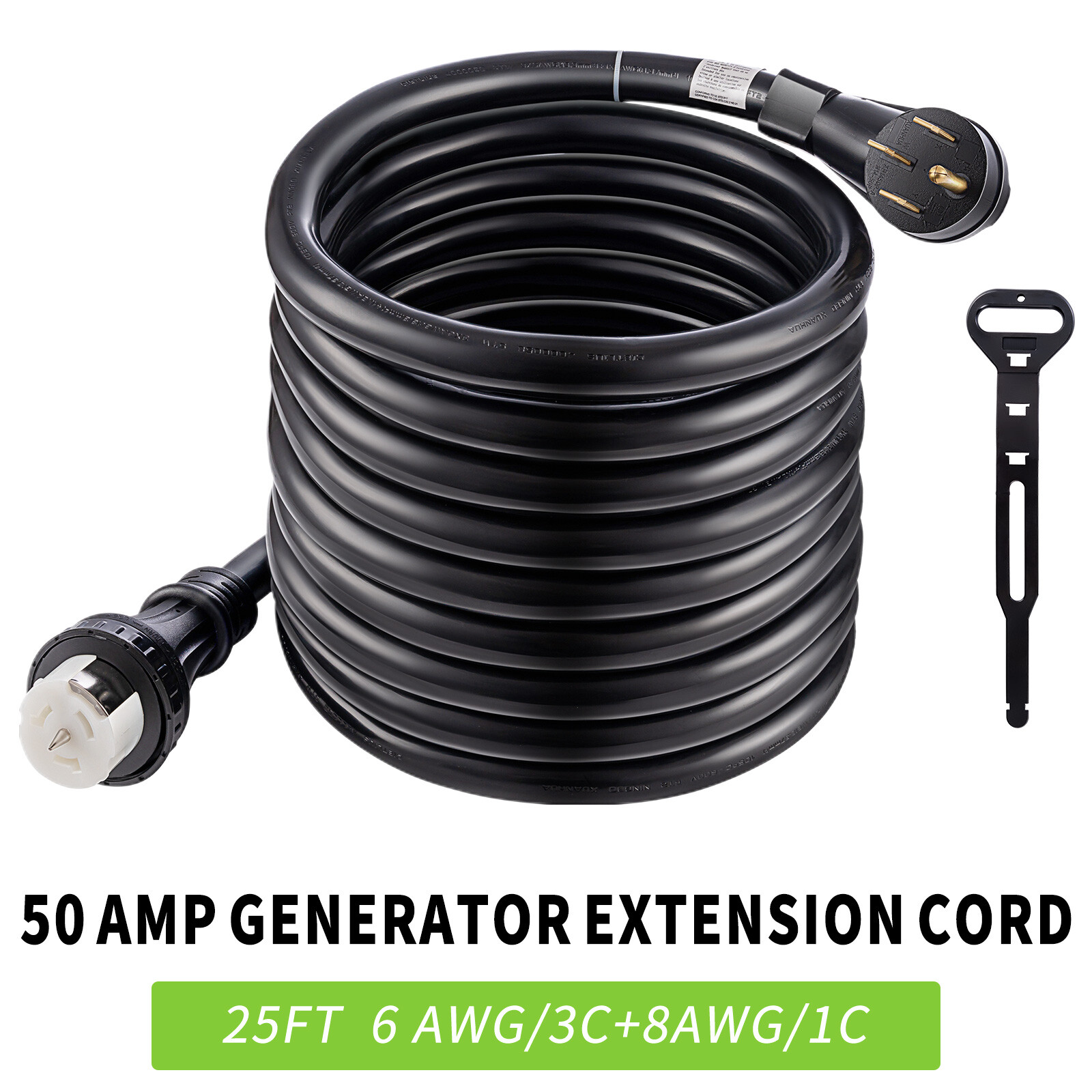 50 Amp 25FT Generator Power Cord and Waterproof Power Inlet Box 14-50P to CS6364
