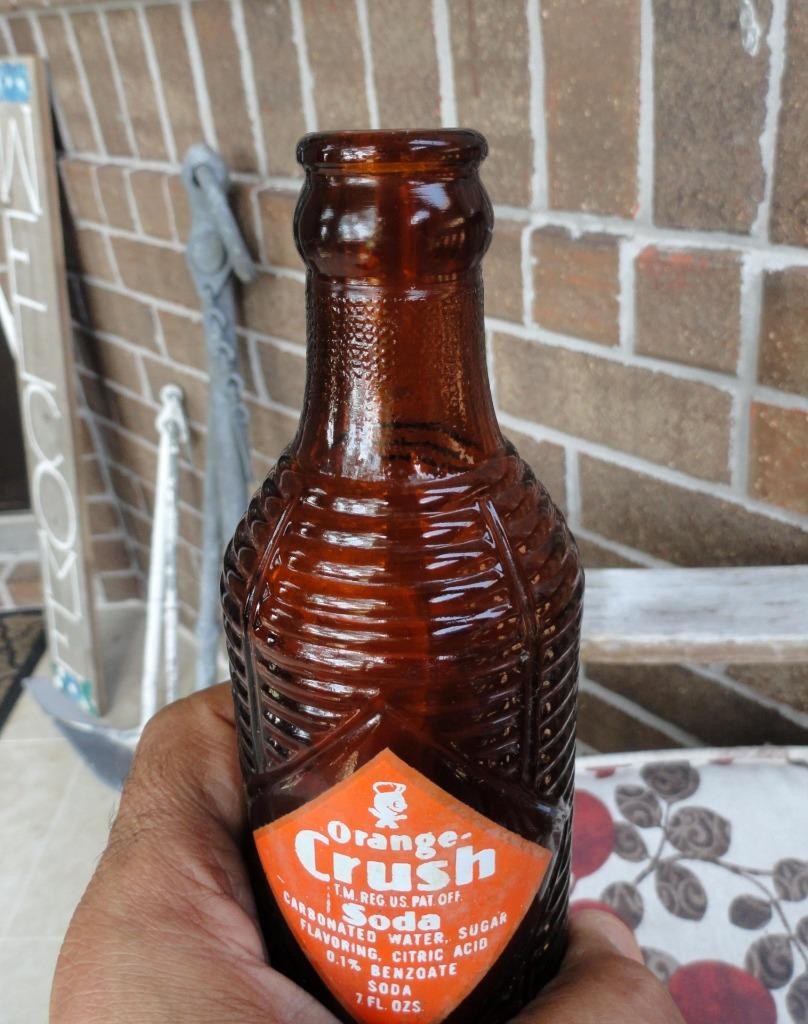 early Orange Crush BEEHIVE Ribbed AMBER Soda Bottle BIRMINGHAM, ALABAMA ALA