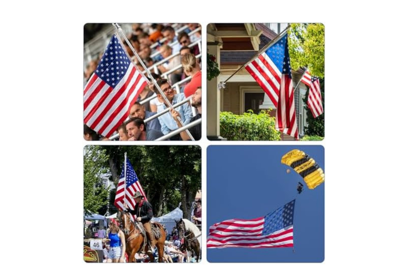 American Flag 3x5ft with 5 Ft Outdoor Pole Kit Stainless Steel Aluminum Silver