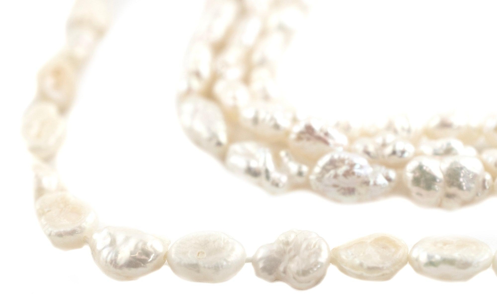 Vintage Japanese Rice Pearl Beads 5mm White Oval 16 Inch Strand