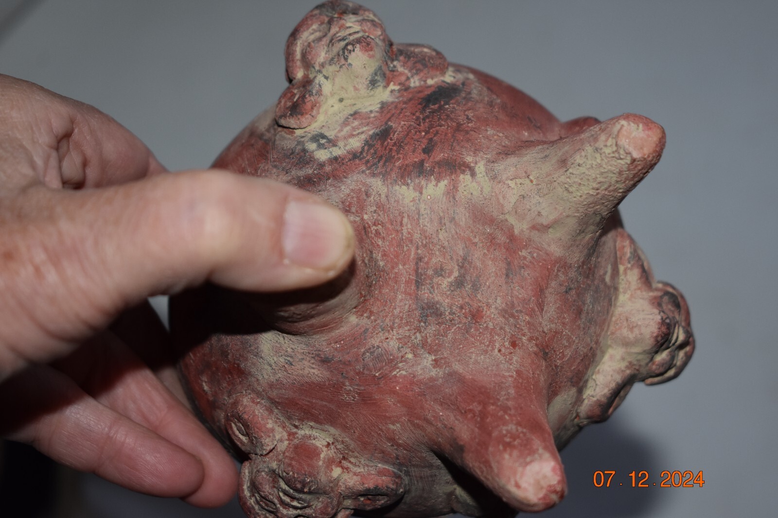 MAYAN INCENSARIO CORN RITUAL TRIPOD BOWL, 5"