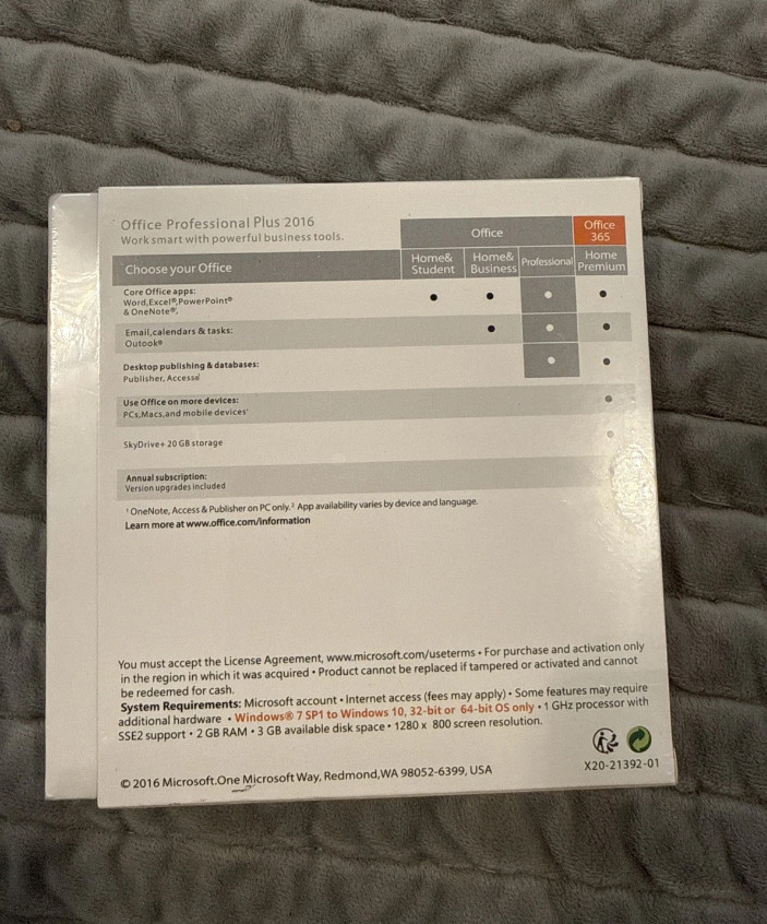 Microsoft Office 2016 Windows Professional Plus DVD + Key Sealed