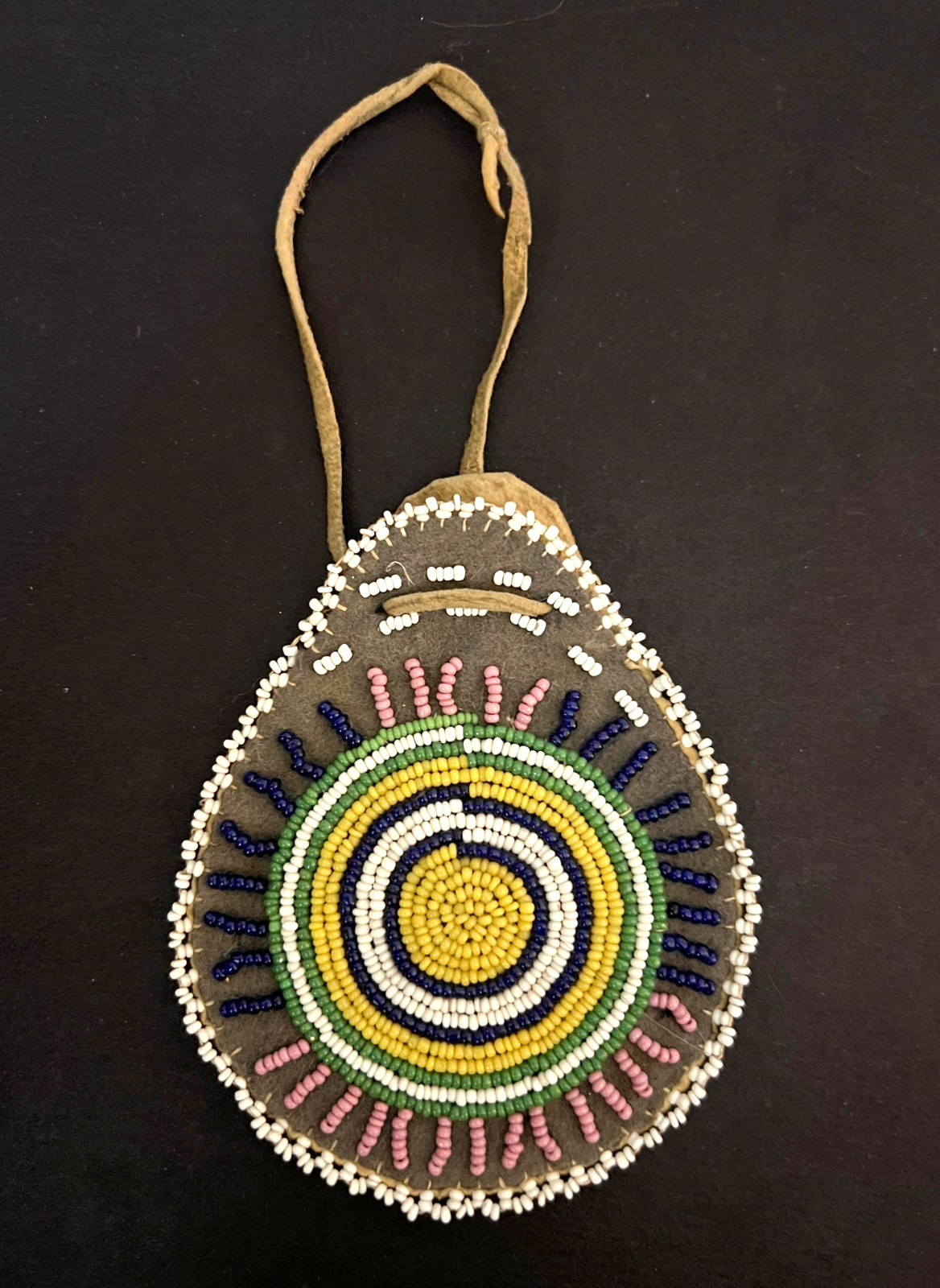 NEX PERCE SMALL BEADED LEATHER POUCH Sun Design Native Antique American Art