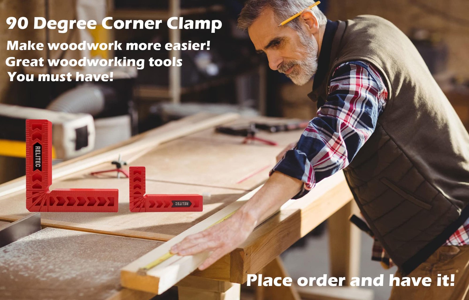 90� Corner Clamps Woodworking Right Angle Squares for Gluing Cabinets Frames