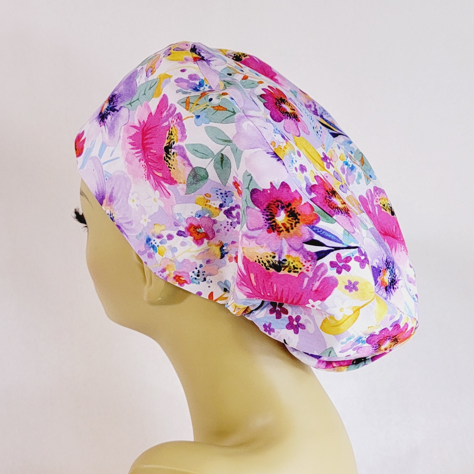 European Women Scrub Hat, Surgical Cap, Floral  Nurses Hat, Medical, USA Made