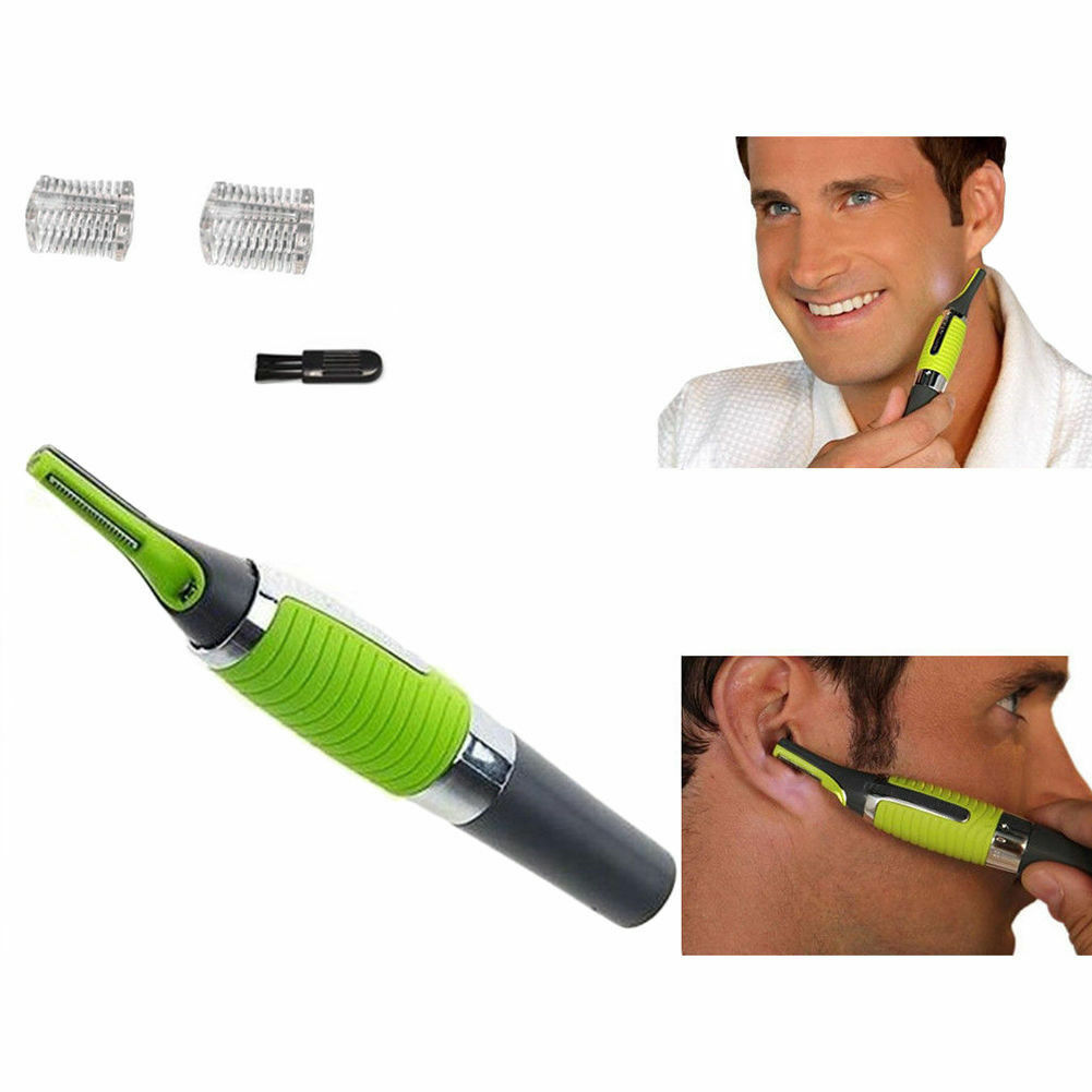 2PCS Men Nose Ear Face Neck Eyebrow Hair Mustache Beard Trimmer Shaver Clipper
