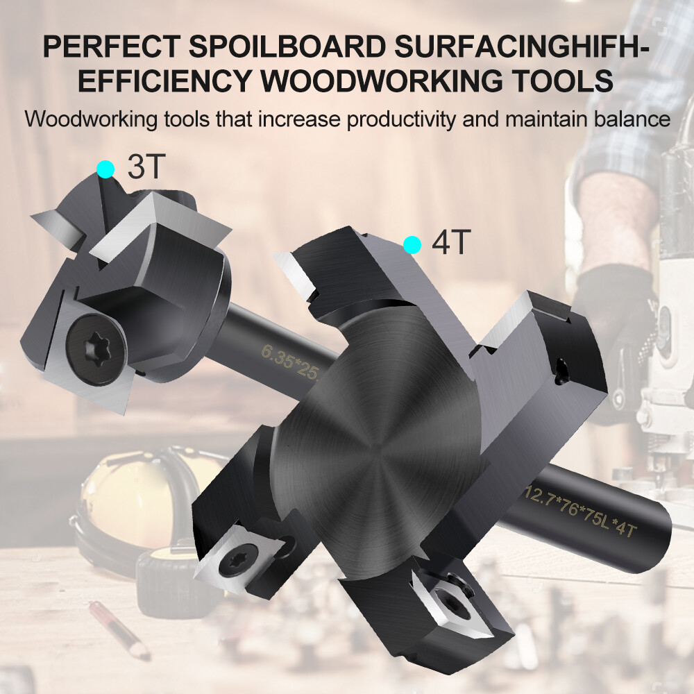 CNC Spoilboard Surfacing Router Bit 1/2" Shank Slab Flattening Wood Planer Bit
