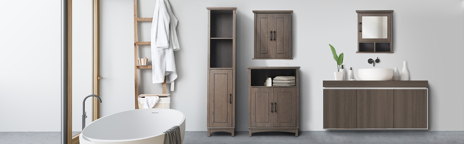 Teamson Home Russell Modern Farmhouse Wooden Floor Storage Cabinet Salt Oak