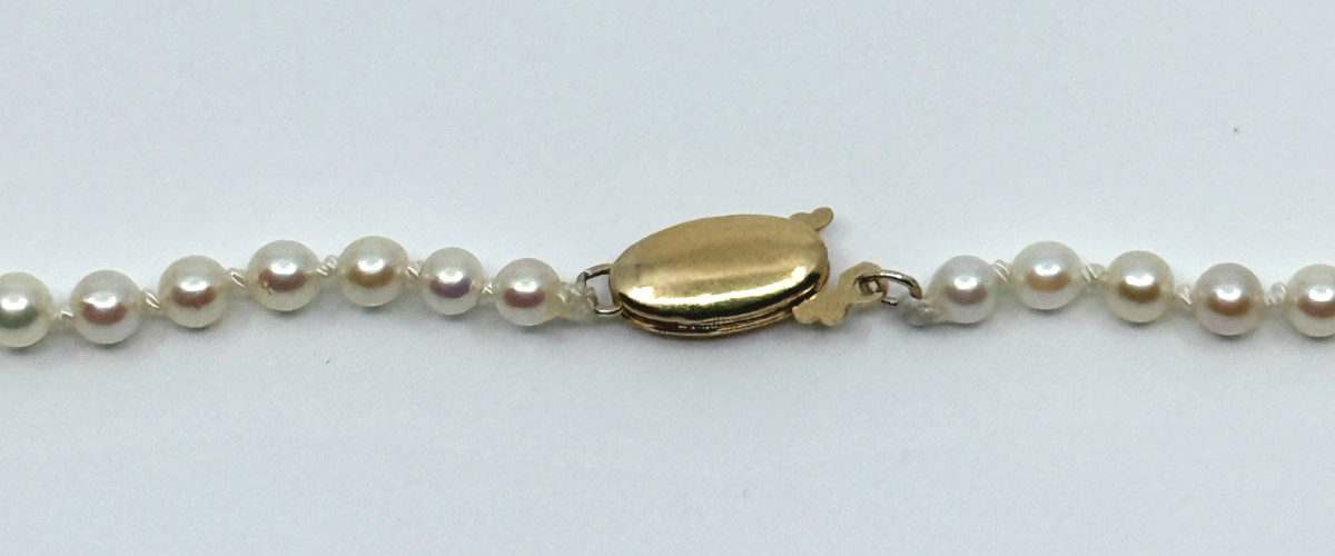 Quality 14K Yellow Gold Graduated Japanese Saltwater Akoya Pearl Necklace 21"