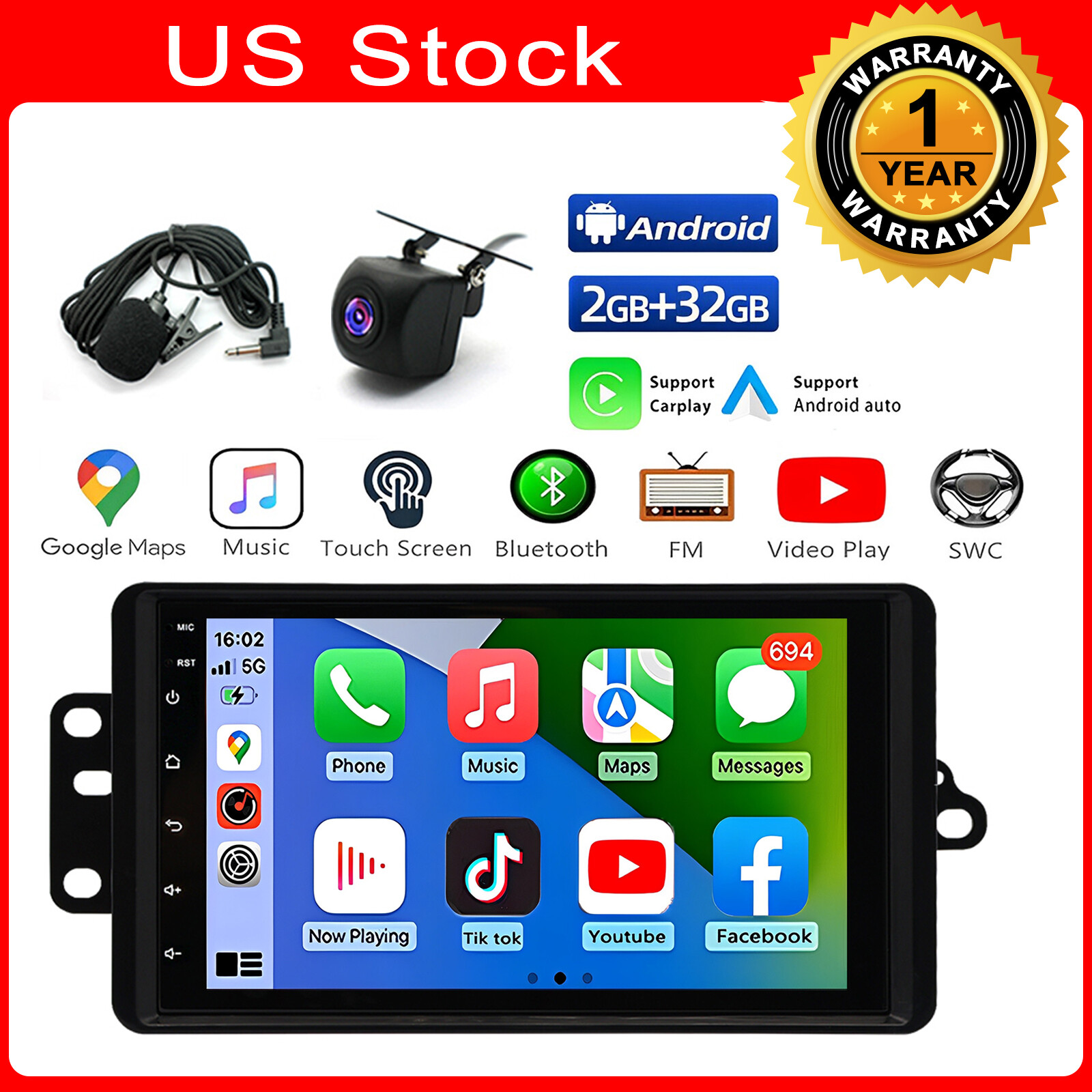 Android 13 CarPlay Car Radio For 2003 2004 2005 2006 GMC Sierra 1500 2500 3500