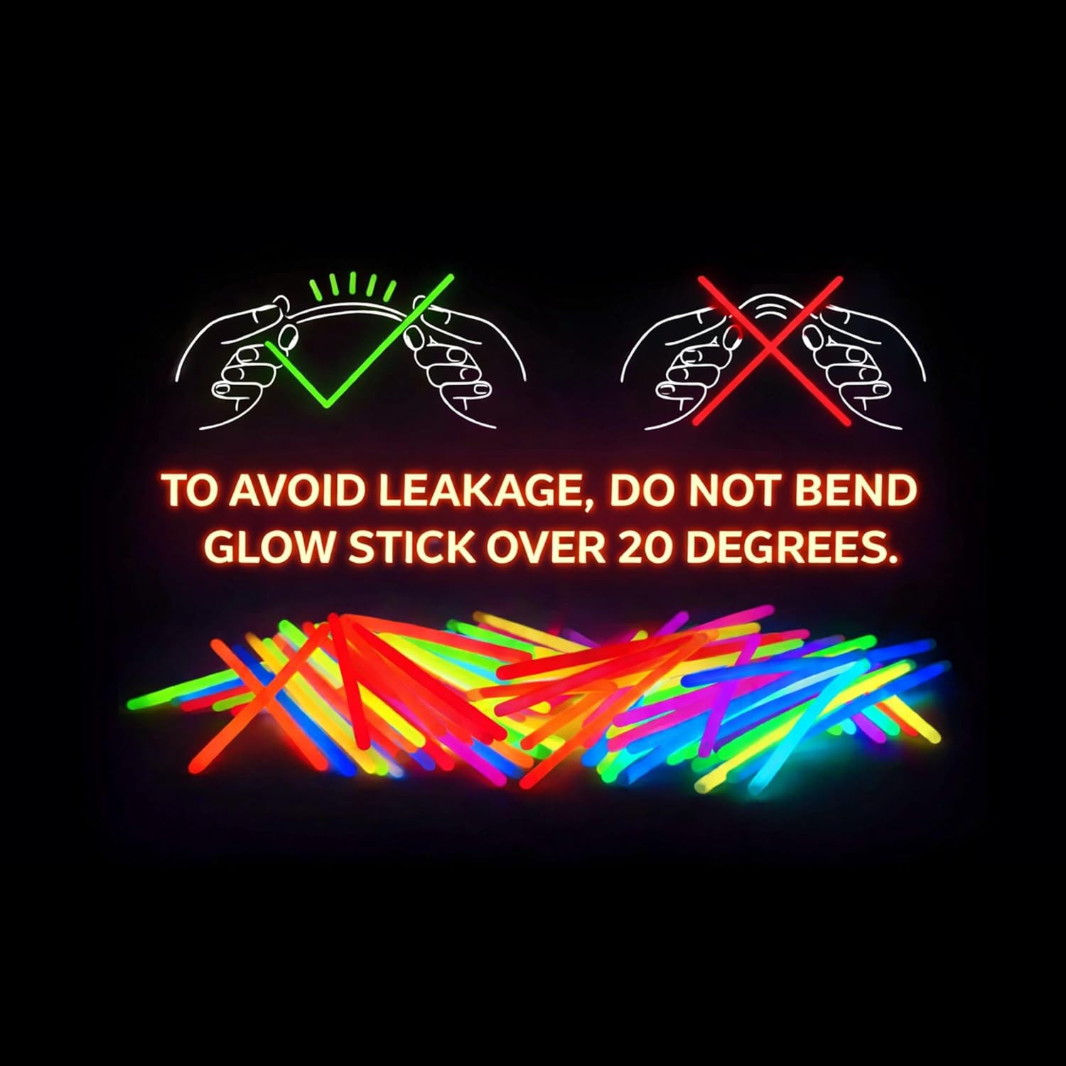 Glow Sticks Party Supplies 100pk - 8 Inch Glow in the Dark Light Up Sticks Party