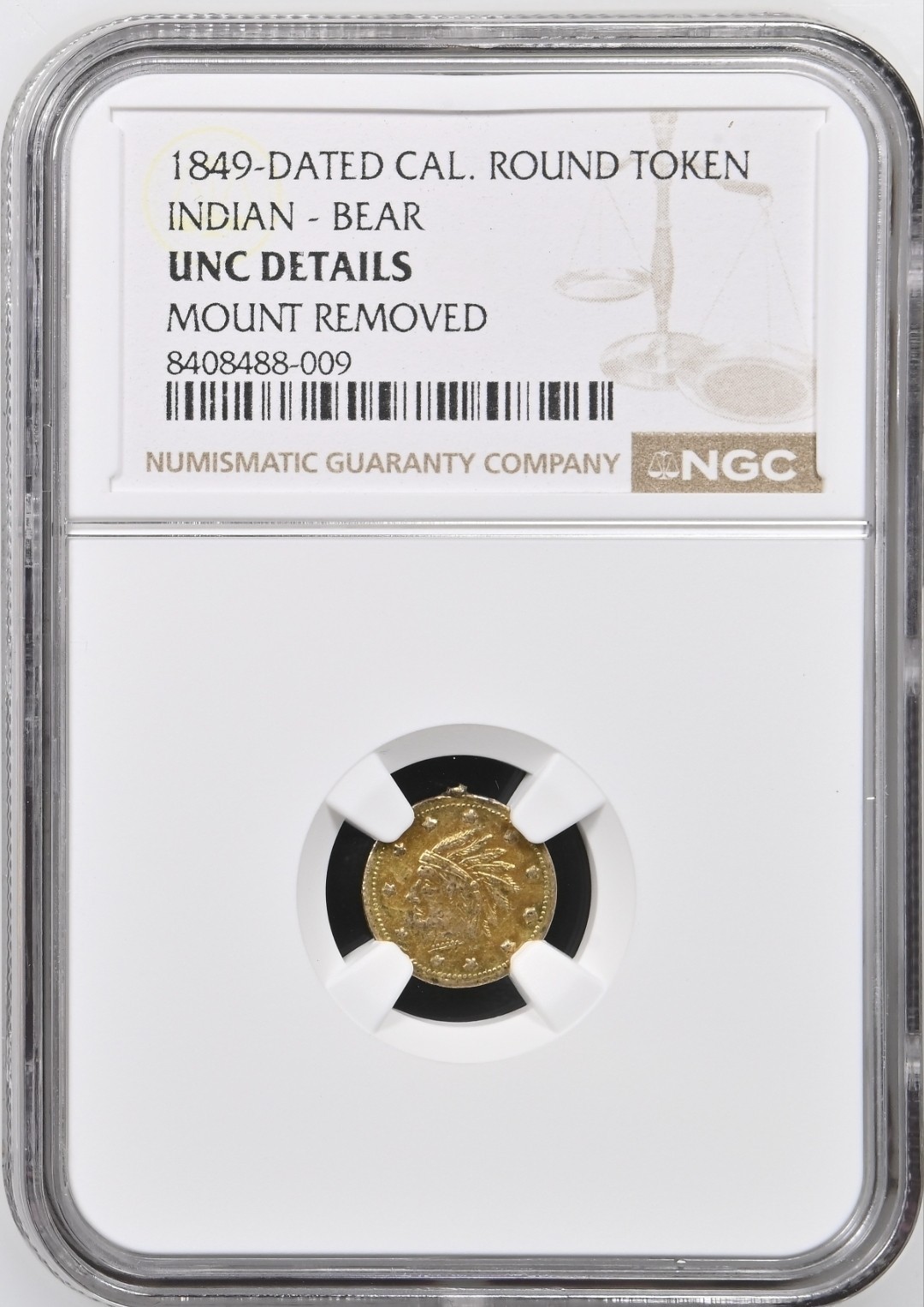 Bear On Ocean View Sunset Indian California Fractional Gold NGC UNC 1849 Bear #6