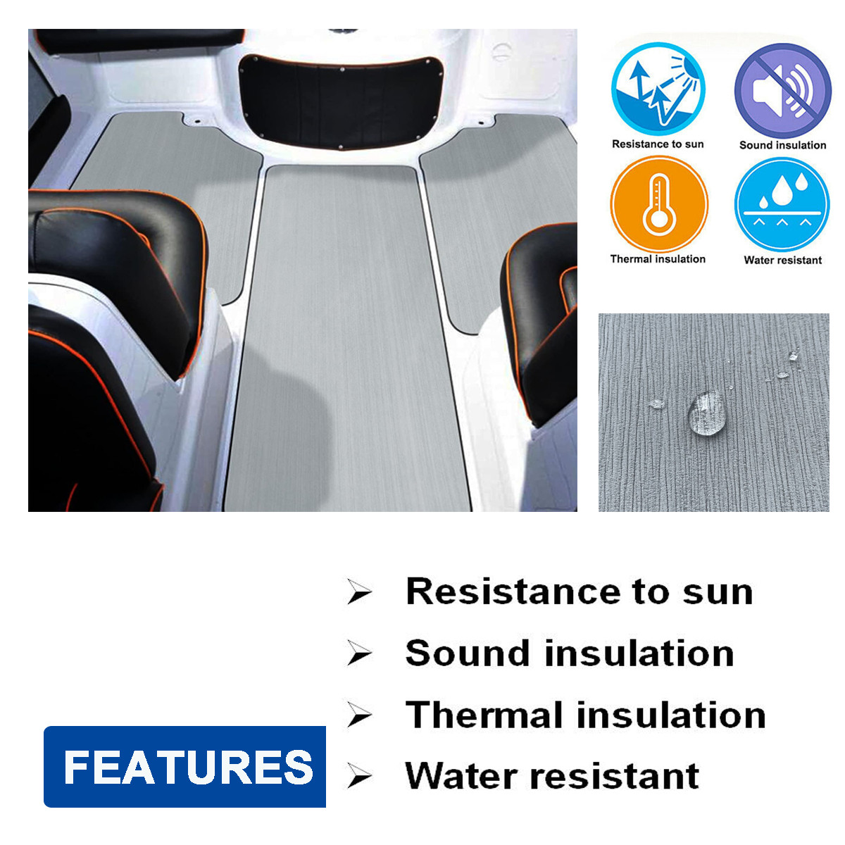 94.5" EVA Foam Boat Decking Sheet Mat Faux Teak Marine Yacht Flooring Plain Pad