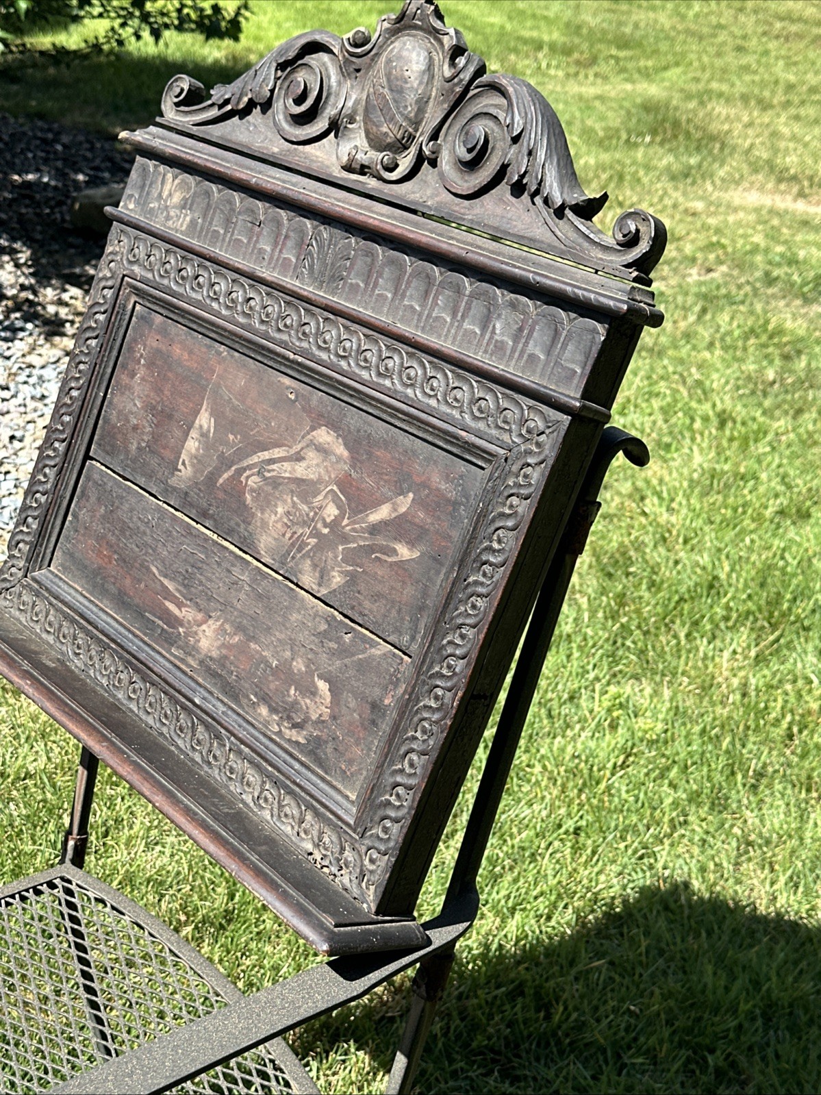 ANTIQUE WOODEN NEOCLASSICAL CARVED BIBLE STAND CARYATID FIGURE~FOLIATE MOTIFS~