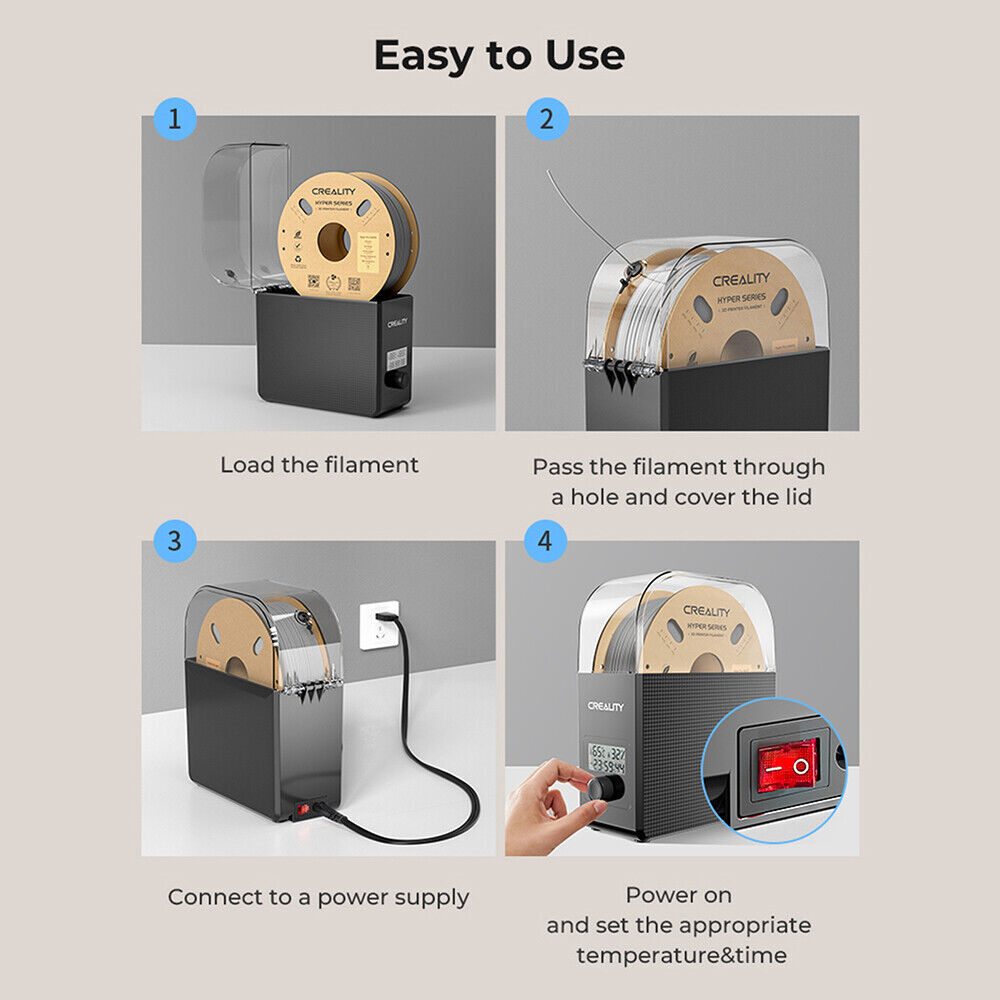 Filament Dryer Box 2.0 - 360° Hot Heating for 1.75mm and 2.85mm Filament K2U2