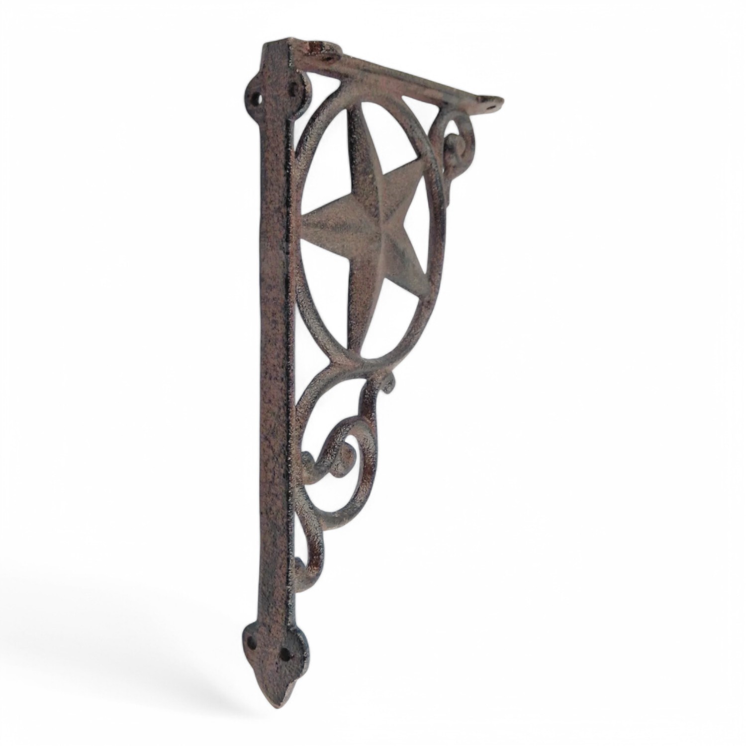 Western Star Shelf Brackets – Set of 2 Rustic Cast Iron Scroll Heavy Duty 9"