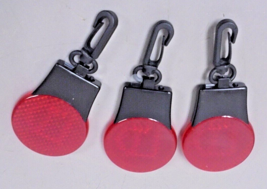 3 - Flashing Reflective LED Backpack Jacket Safety Tag Lights With Hook Loop