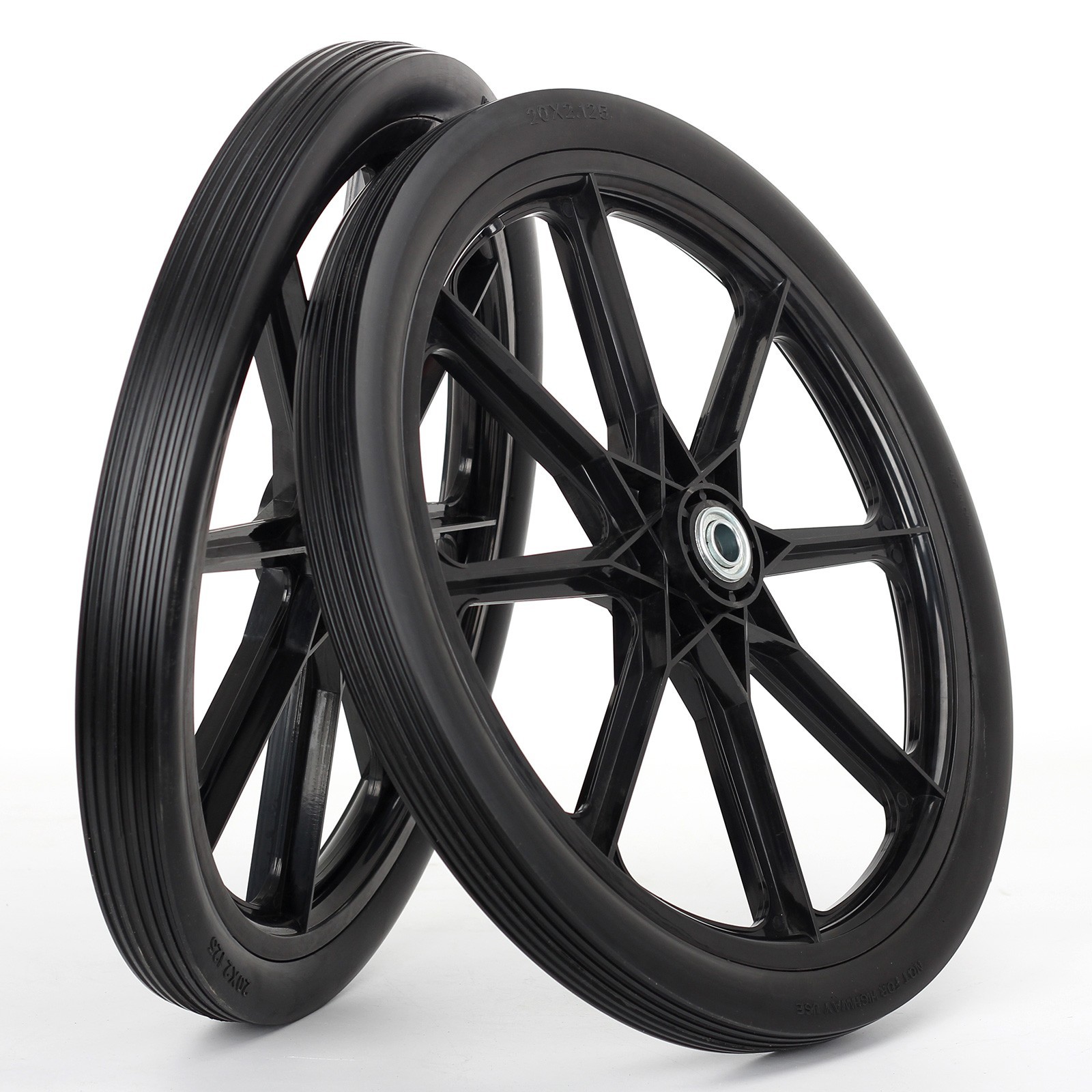2-Pack 20" Flat Free Tire & Wheel For Rubbermaid Wheelbarrow, Garden Yard Cart