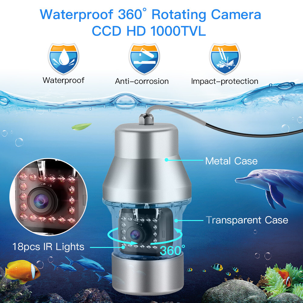 Eyoyo 9'' Underwater 360° Horizontal Fishing Camera 30M Cable 8GB Fish Camera
