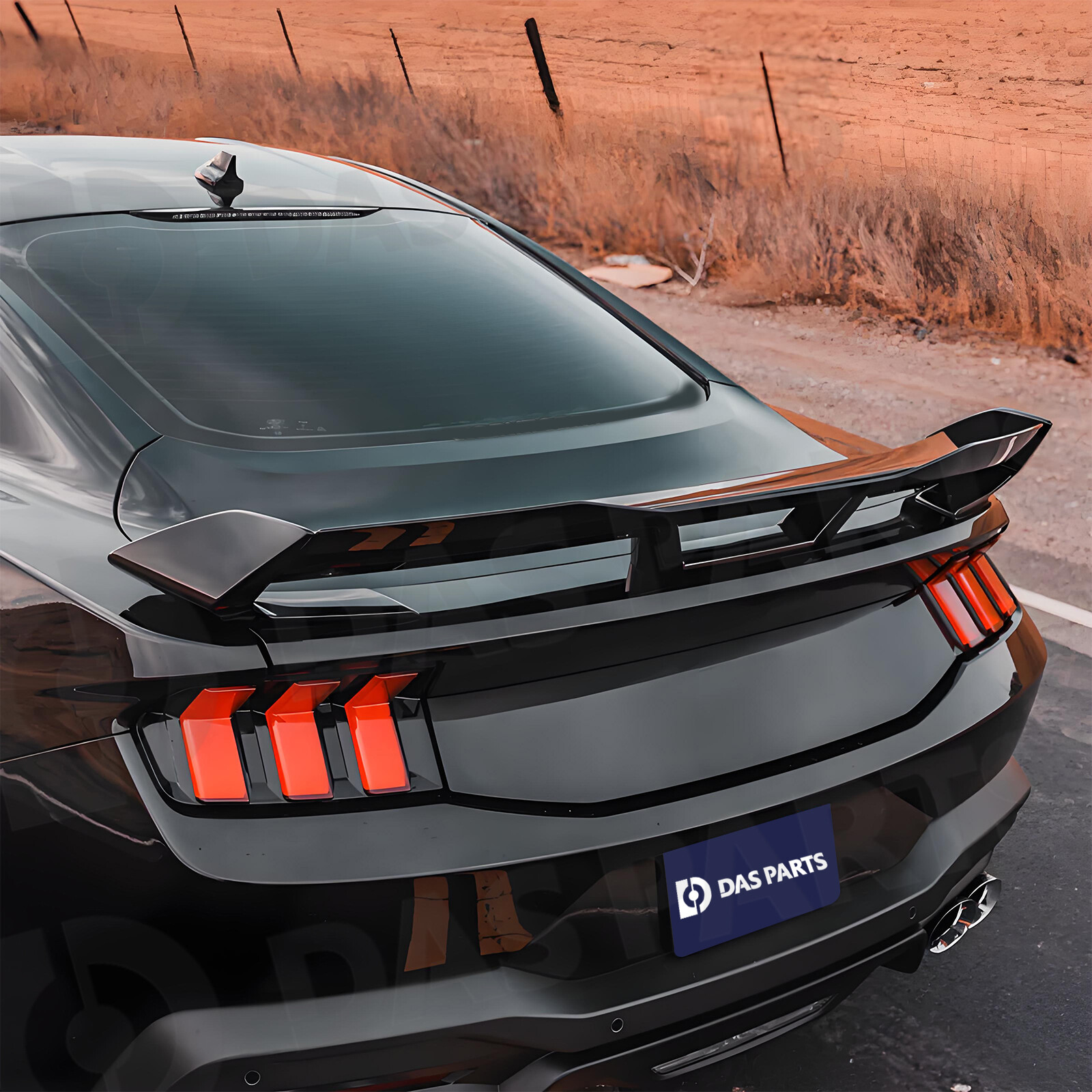 Gloss Black Spoiler Wing W/Gurney Flap DH Performance For 2024 2025 Ford Mustang