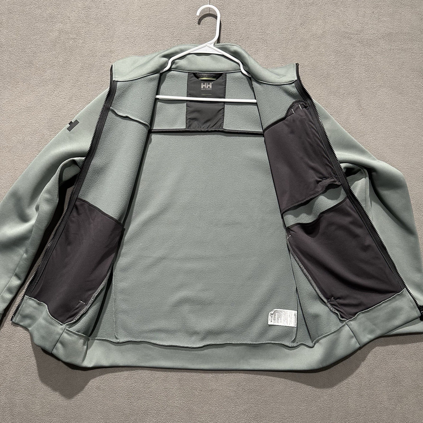 Helly Hansen Crew 2.0 Fleece Jacket Mens Large Gray Full Zip Performance Stretch