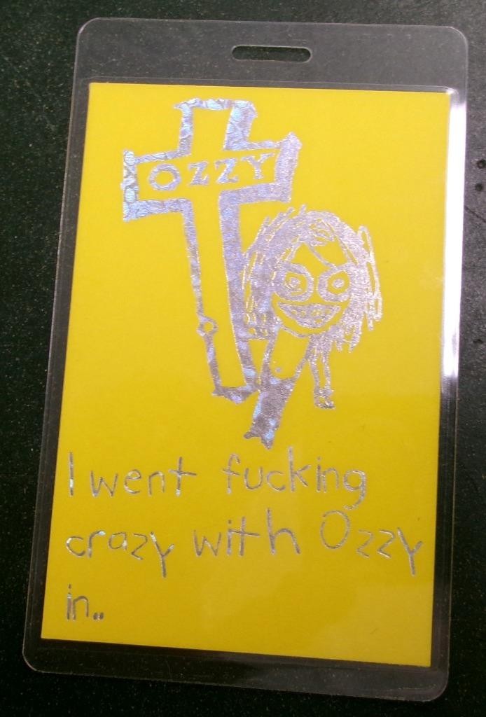 Vintage Genuine Ozzy Osbourne 1996 Laminated Backstage Pass YELLOW with FOIL