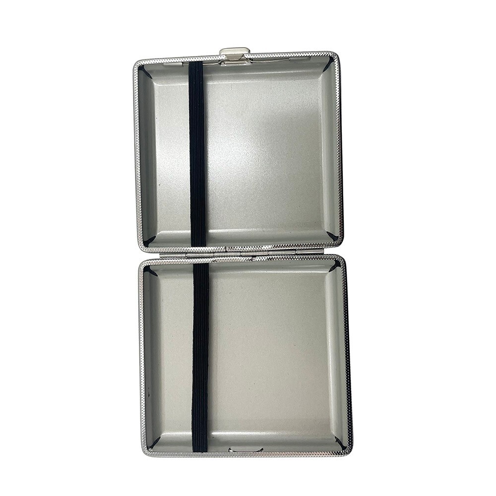 Leather Cigarette Case Tobacco Holder Box Double-Sided for 20's Cigarettes Black