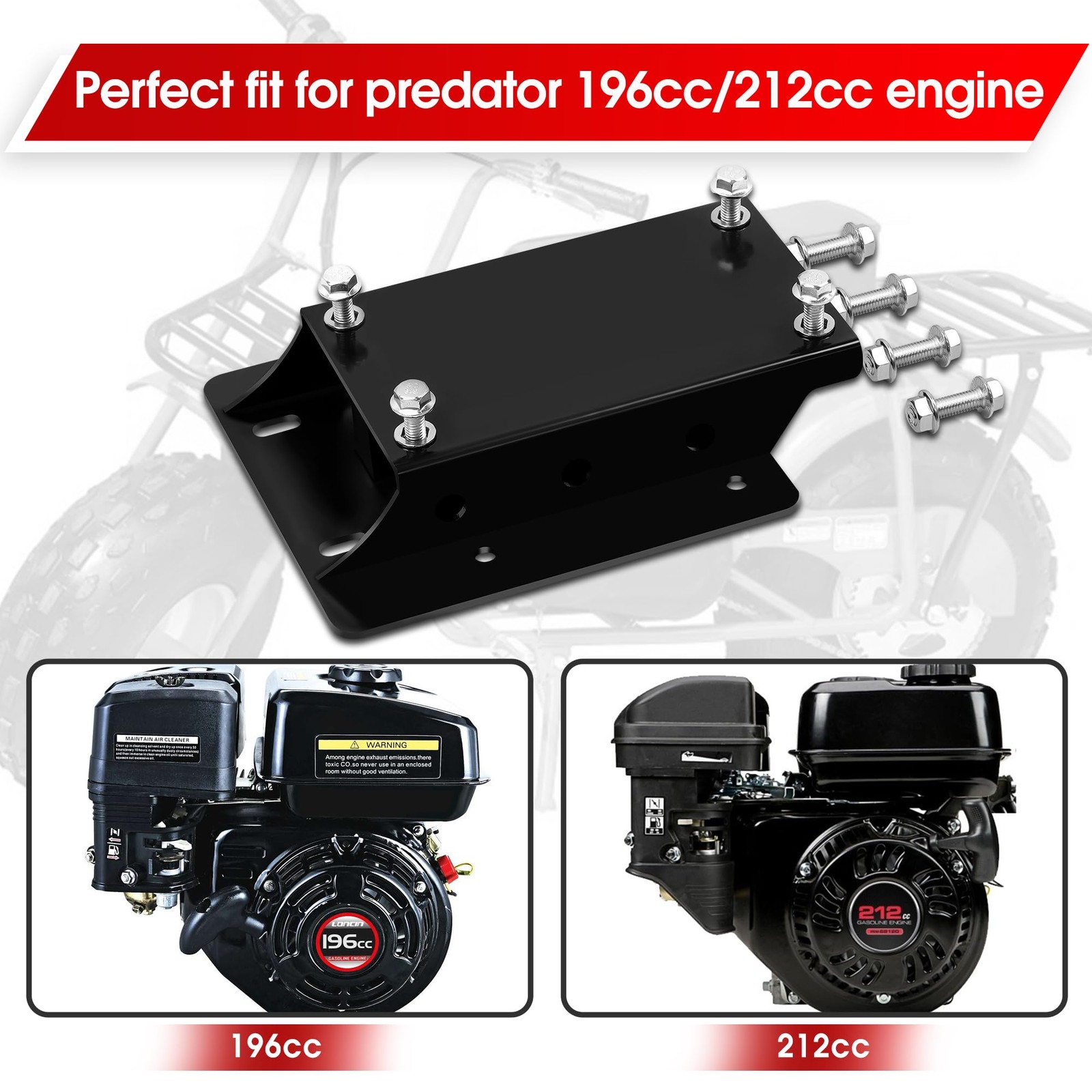 Motor Riser Plate 1-3/4" Lift for Predator 196cc 212cc Mini Bike Mount