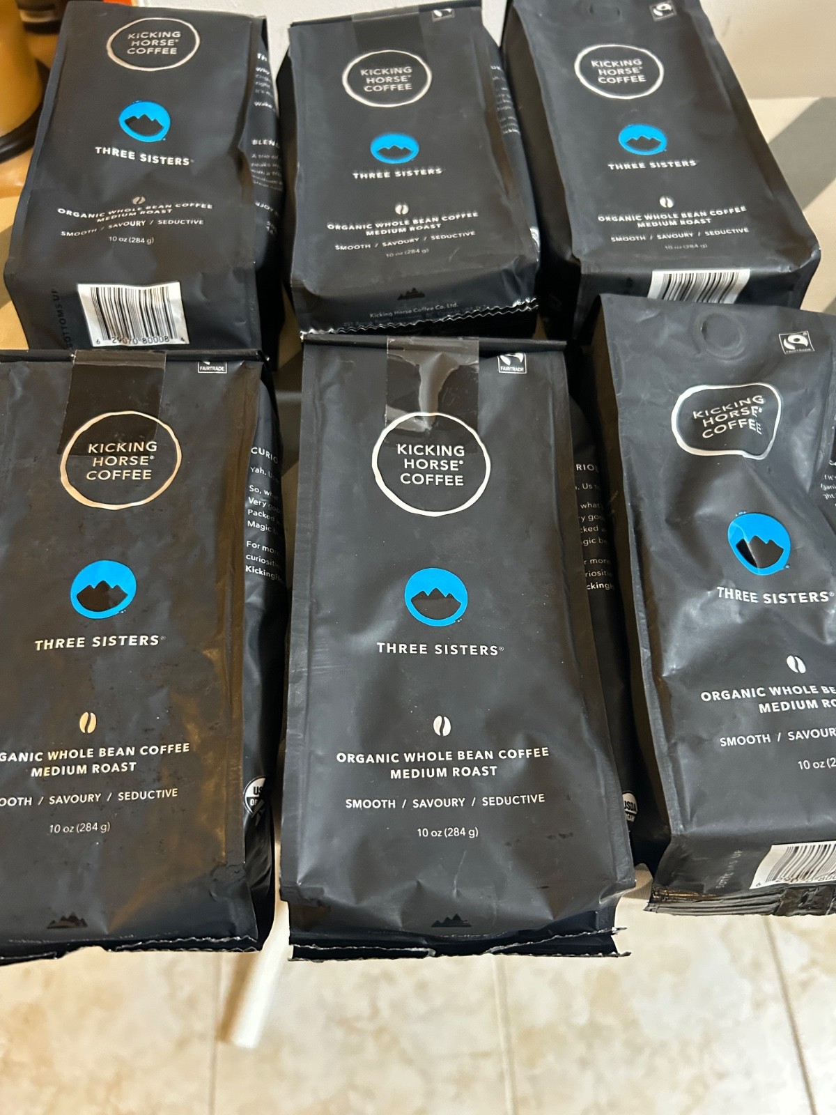 Kicking Horse Coffee Three Sisters Medium Roast Whole Bean Coffee, Pack of 6