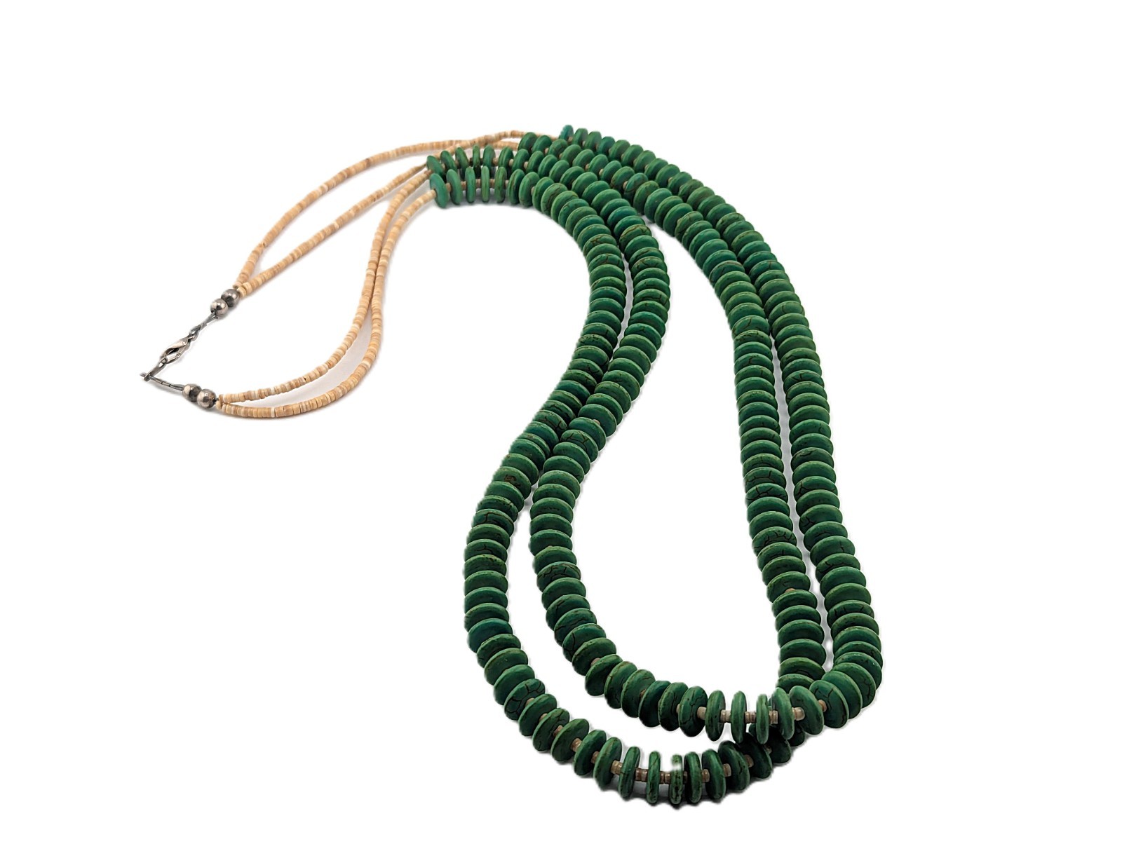 Navajo Necklace Gaspeite Discs 2 Strand Heishi Handmade Jewelry