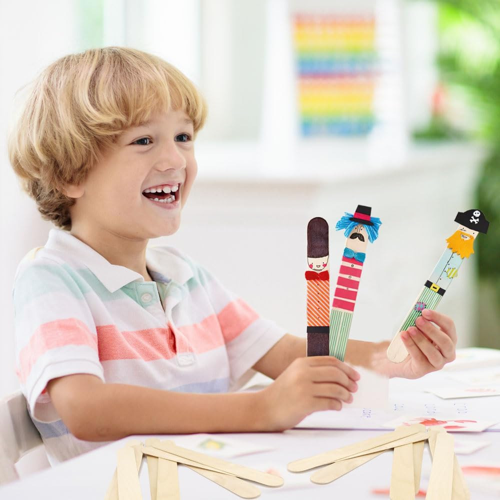 60 Pcs 8” Jumbo Popsicle Sticks for Crafts, Large Tongue Depressors Wood, Craft