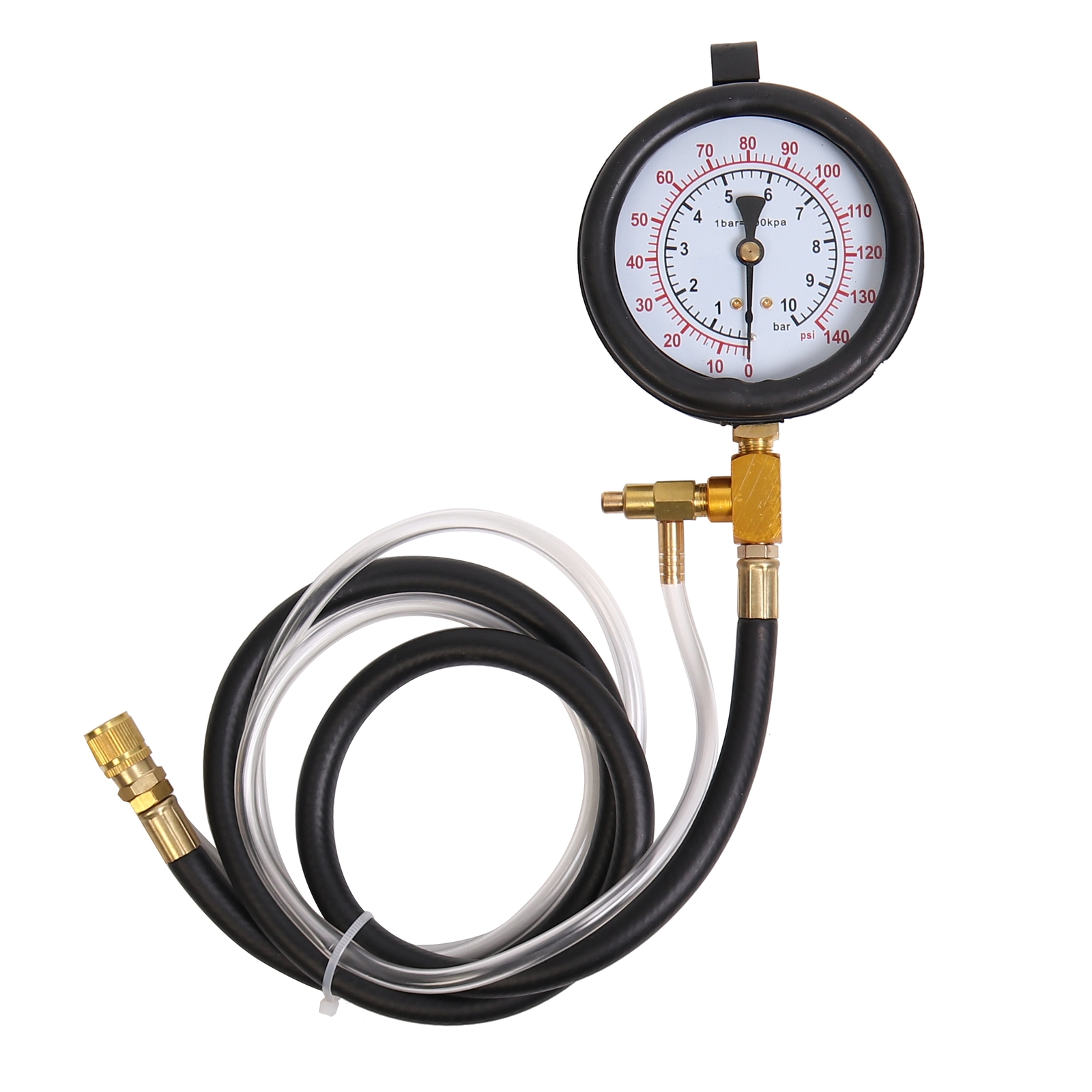 Fuel Injection Pressure Tester Gauge w/ Dual Gauge Readings Kit 0~140psi 0~10bar