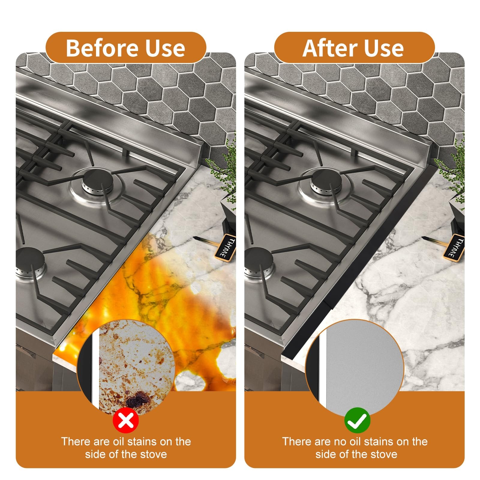 "2 Pack Stove Gap Cover Stainless Steel Adjustable 13.8""-27.6"" Kitchen Guard"