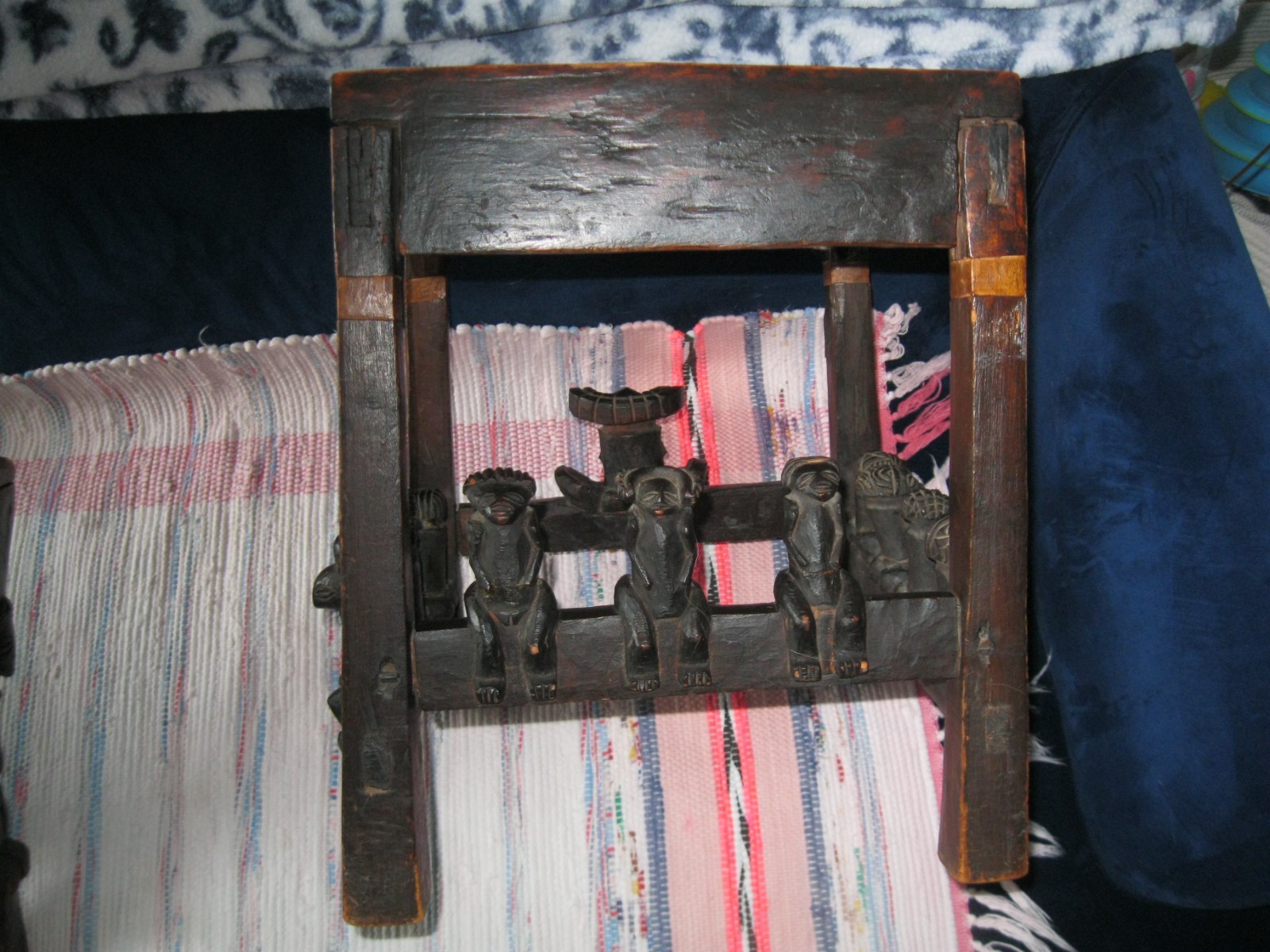 old rare Chokwe Chiefs throne and table hand carved