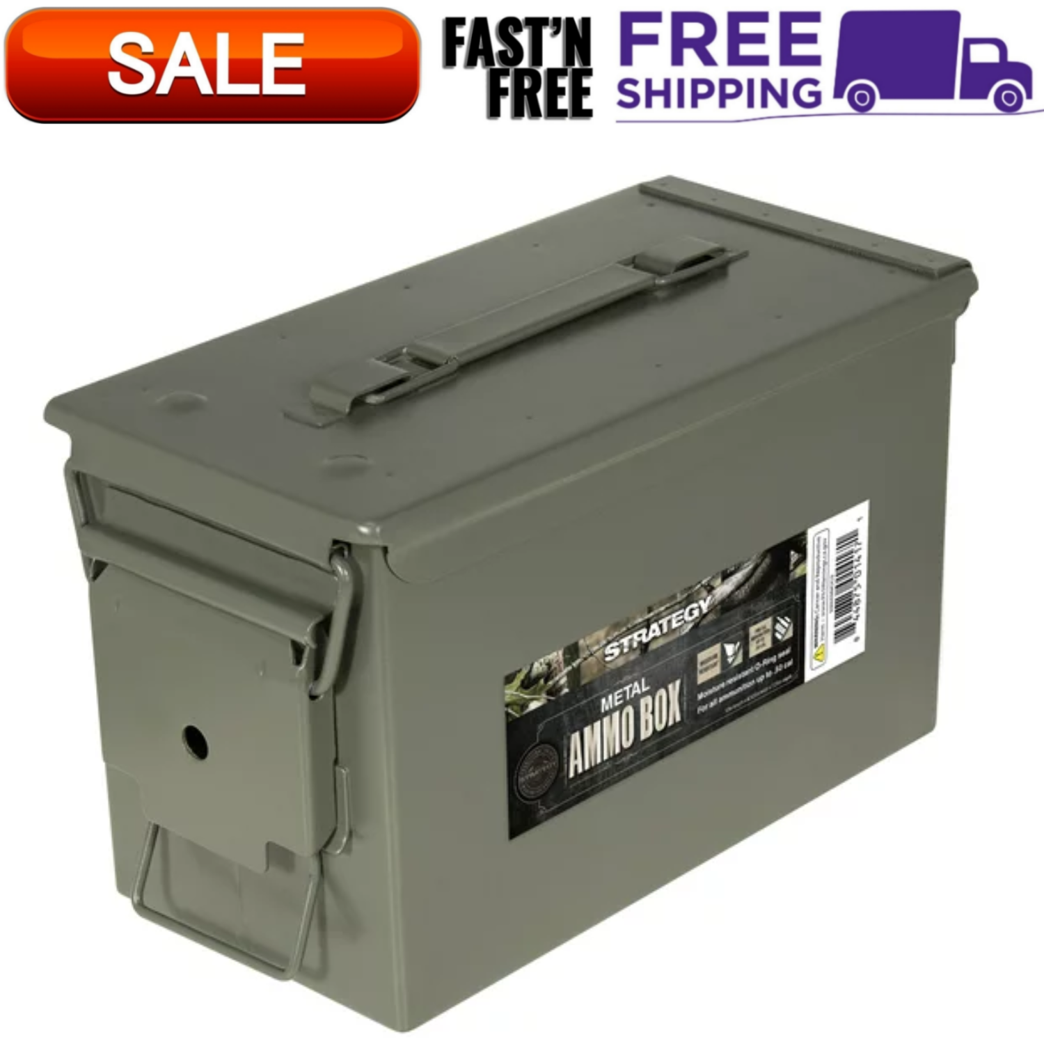Strategy 50 Caliber Metal Ammo Storage Box 12 in x 6.125 in x 7.25 in OD Green