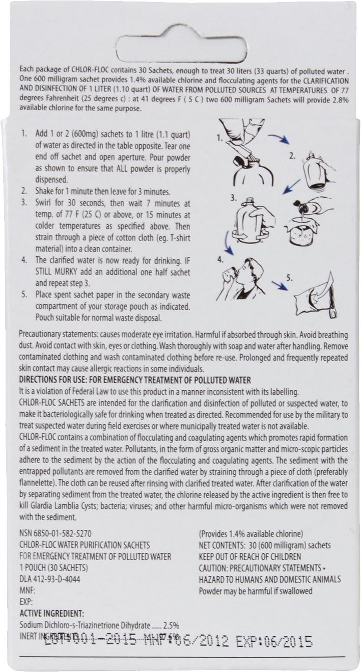 Chlor-Floc Genuine GI Water Purification Powder Packets