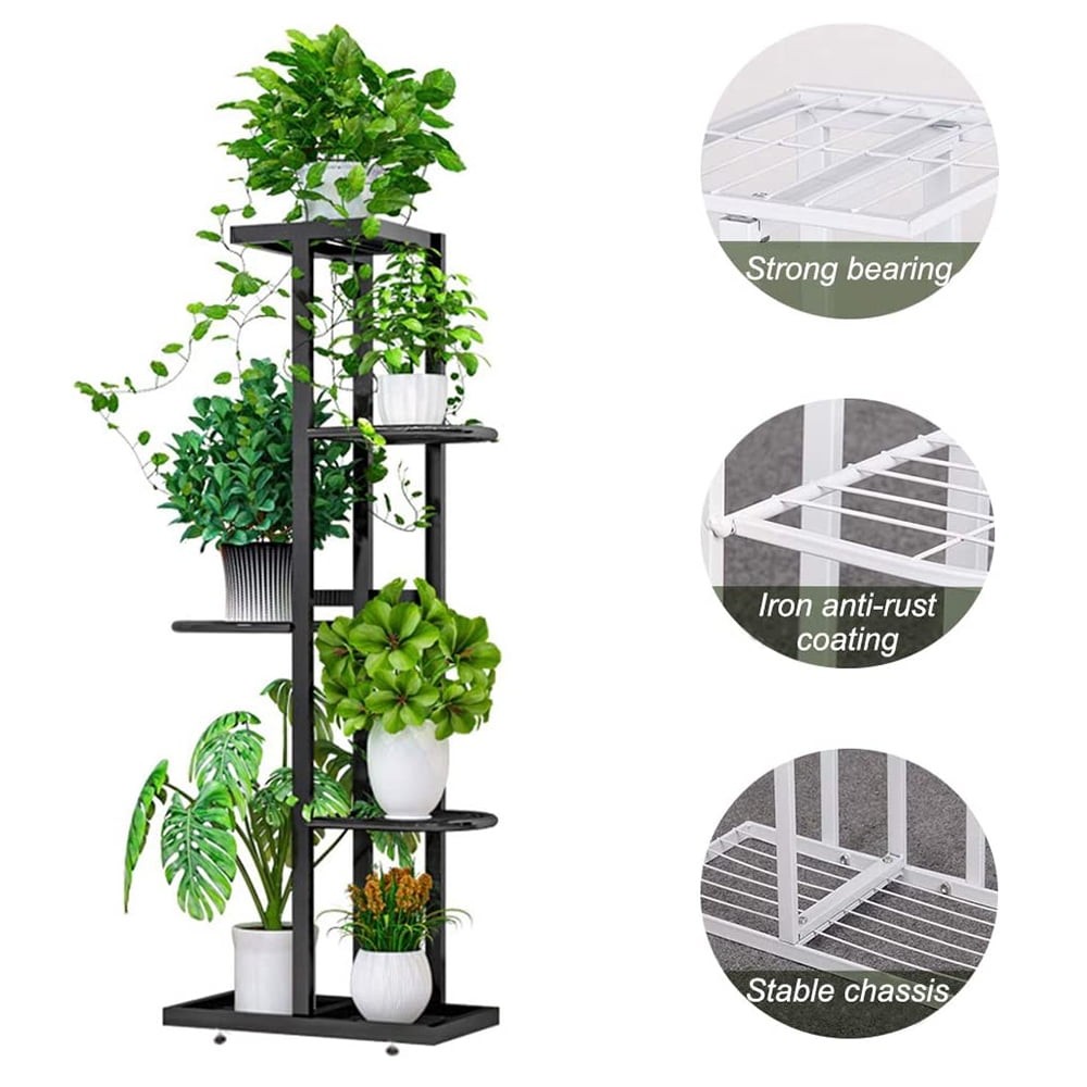 5-Shelf Plant Stand, Flower Stand Plant Display for Indoors and Outdoors, Metal