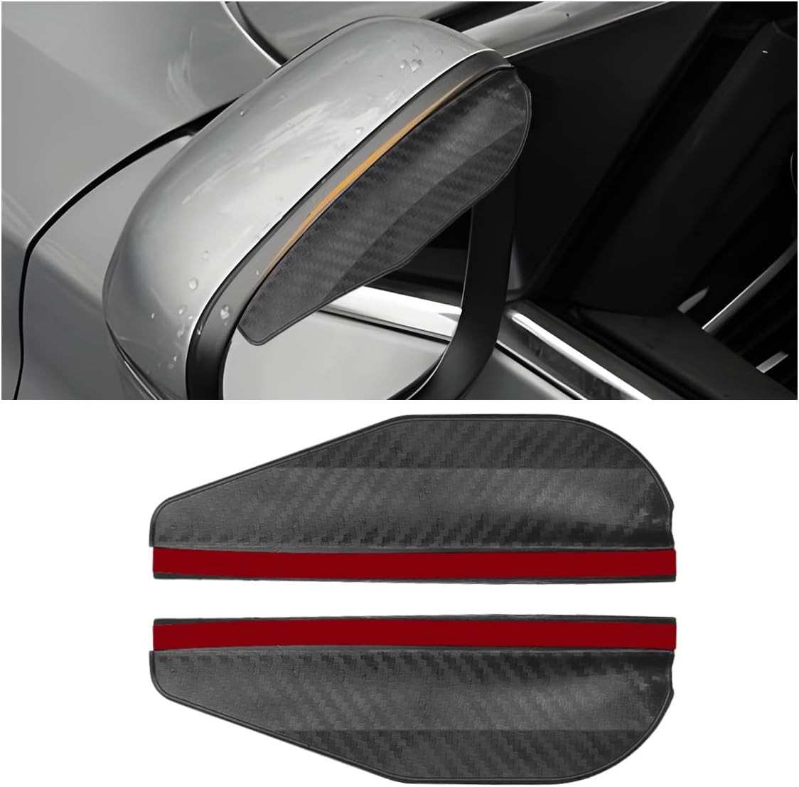 2PCS Car Rear View Mirror Rain Visor Eyebrow- Smoke Visor Guard for Car Side Mir