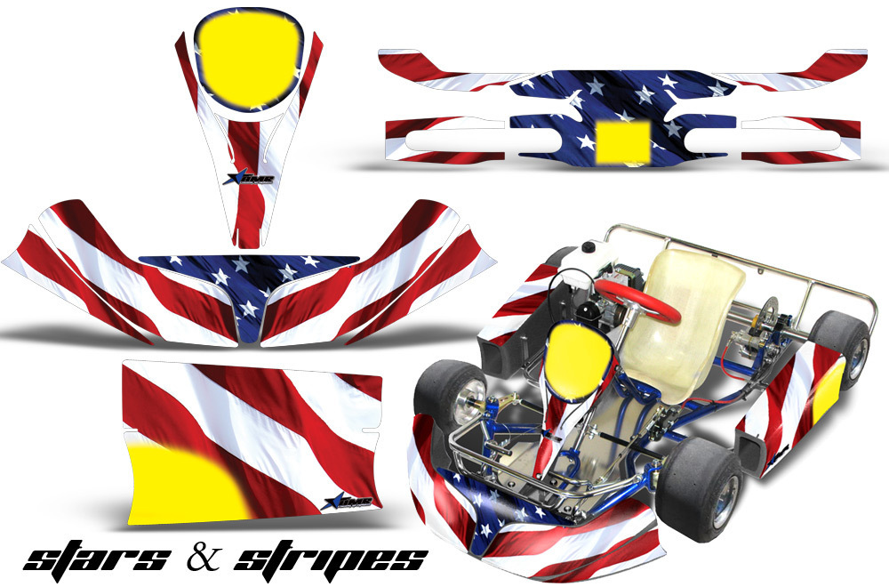 Go Kart Racing Graphics Kit Decal Sticker For KG Kid Baby Krypton USA FLAG
