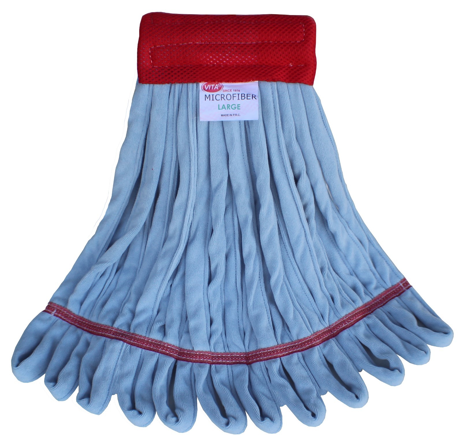 Microfiber Wet Mops : Large Blue Microfiber Tube Wet Mop w/Wide Band - 3 Pack