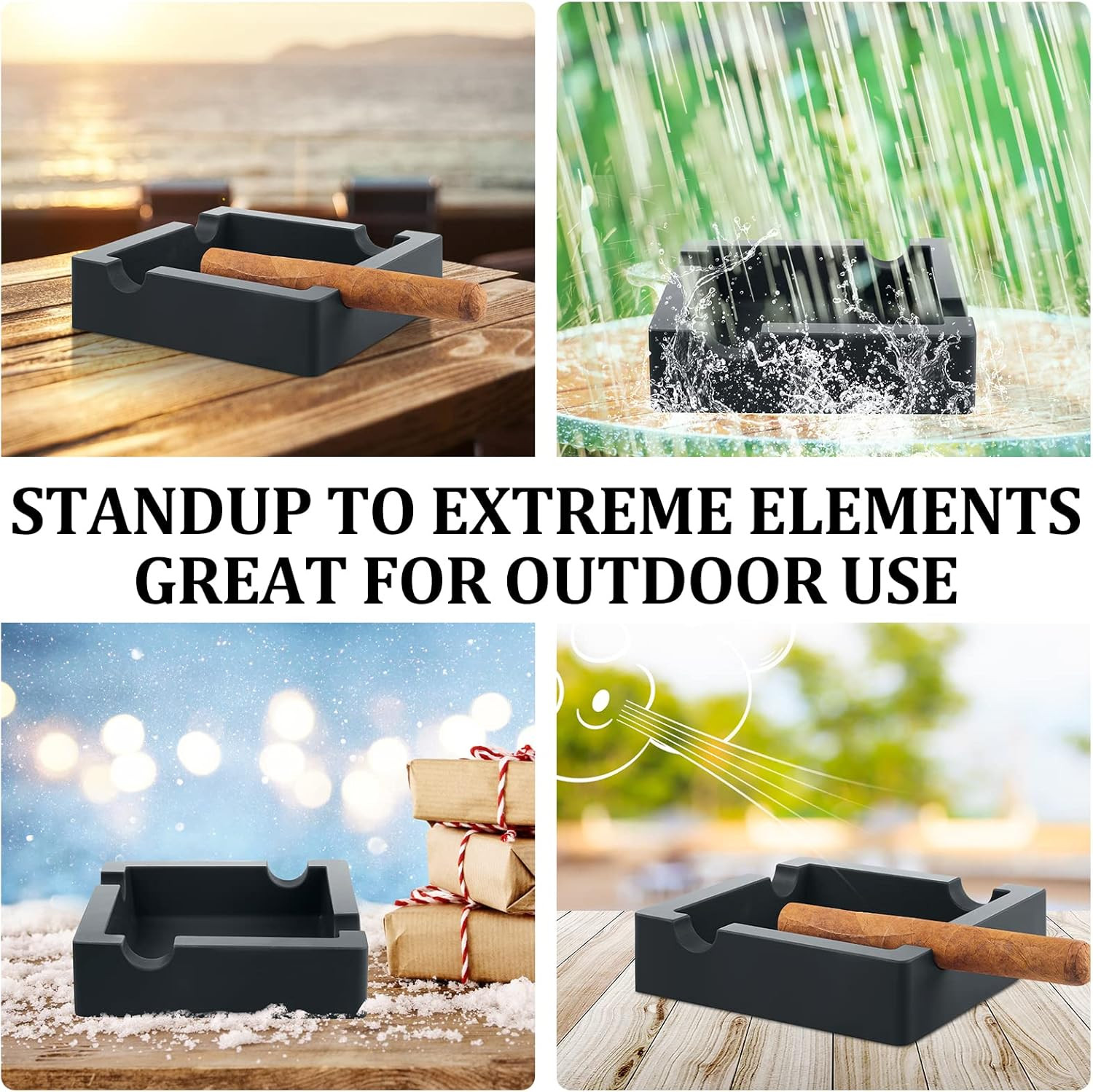 Cigar Ashtray,Silicone Outdoor Ashtray for outside Patio Indoor,Large Cigar Rest