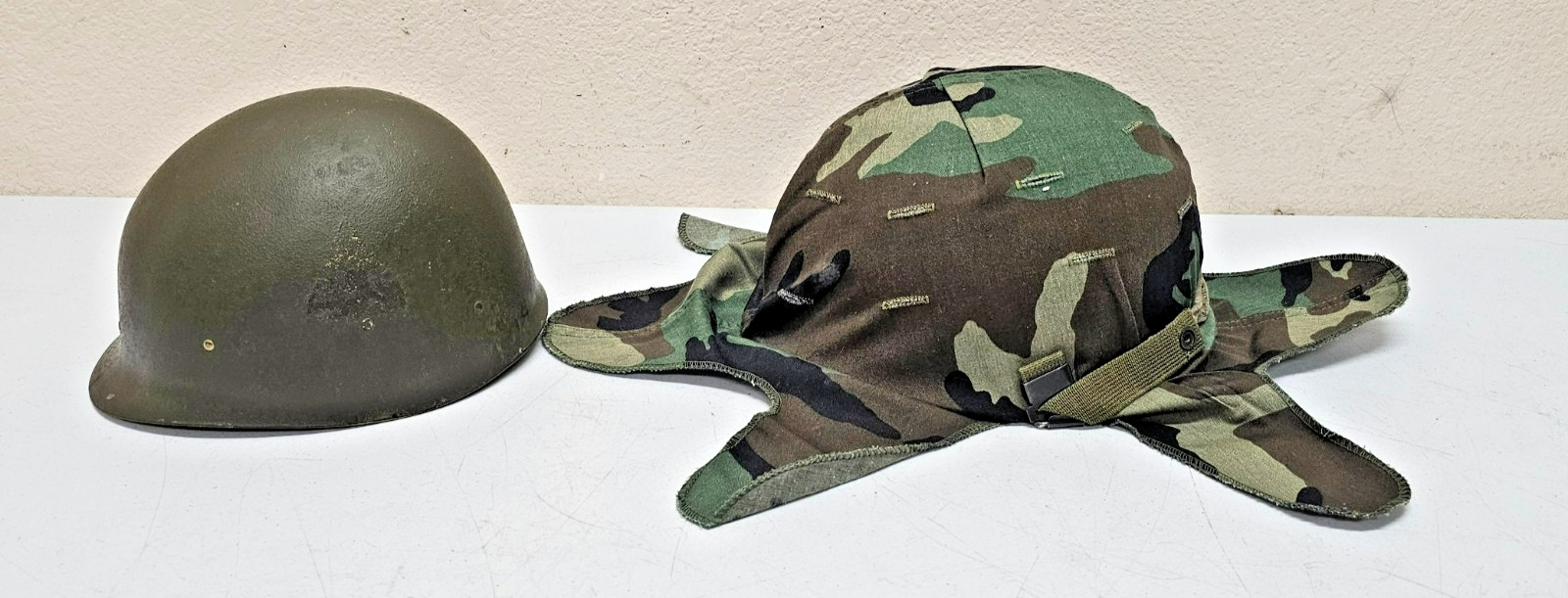 1950s US Army M1 Helmet w/ Green Metal Chinstrap & Liner