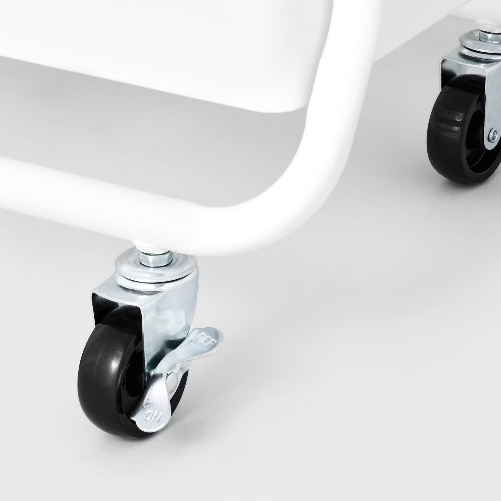 3 Tier Metal Utility Cart White - Brightroom: Rolling Storage Trolley with